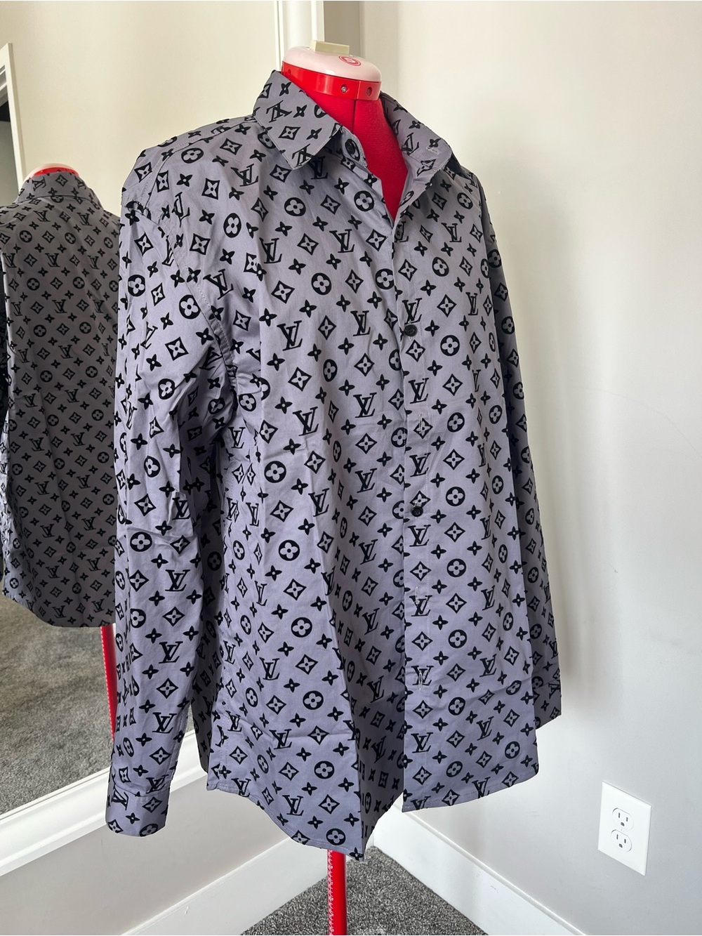 Louis Vuitton Gray Monogram Casual Button-Down Shirt